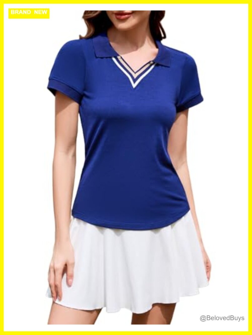 Merino Wool Blend V-Neck Short Sleeve Polo Shirt Slim Fit Golf Work Top